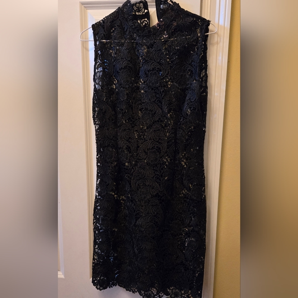 Elegant Black Lace Dress Perfect To Put A Black Slip Dress Under